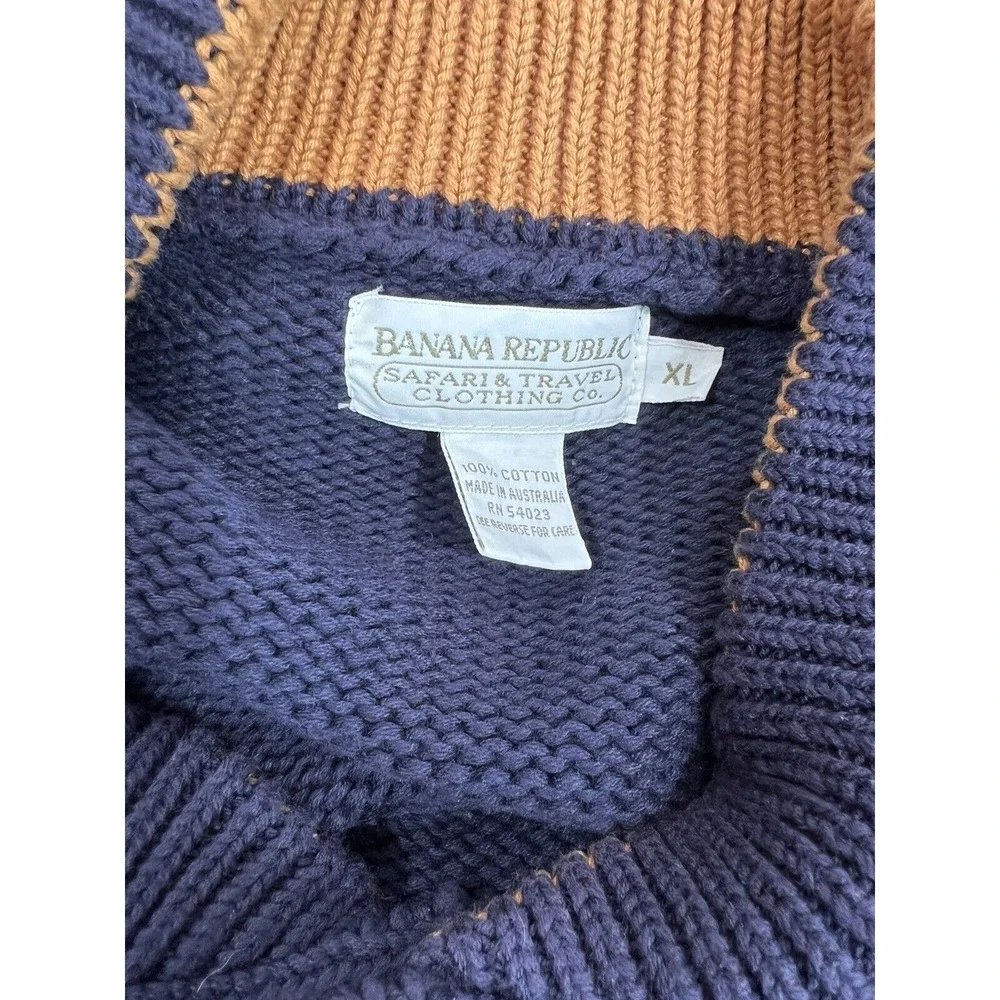 Banana Republic Men's XL Cotton 1/4 Button Henley Pullover Sweater